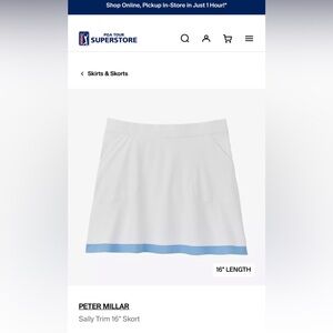 Peter Millar White A-Line Skirt with Blue Hem